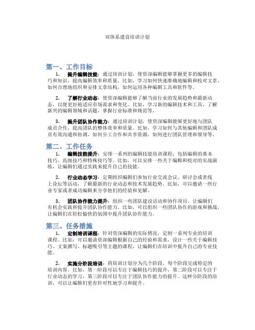 双体系建设培训计划