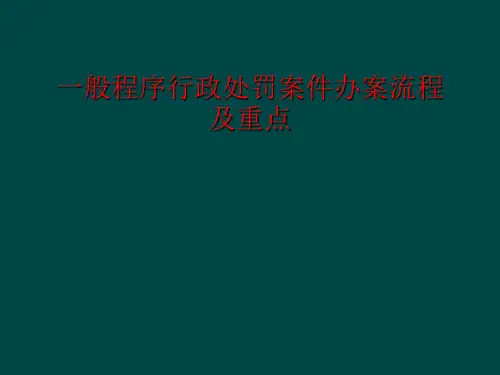 一般程序行政处罚案件办案流程及重点