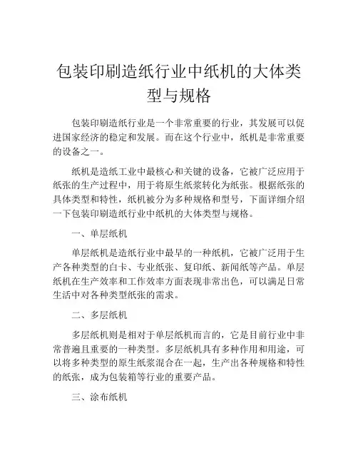 包装印刷造纸行业中纸机的大体类型与规格