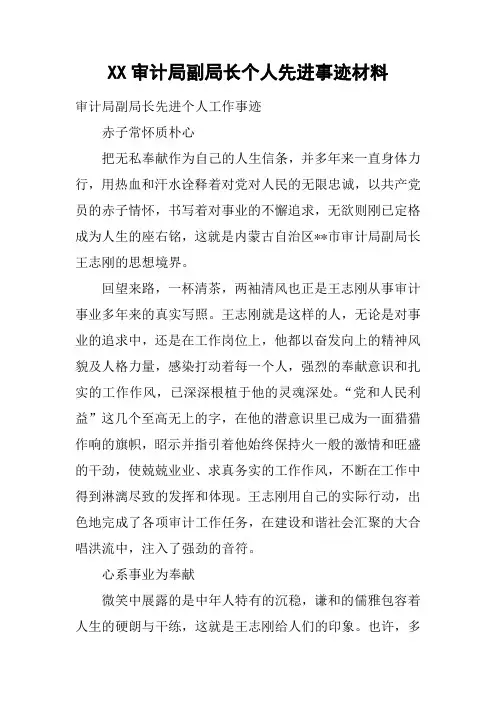 XX审计局副局长个人先进事迹材料