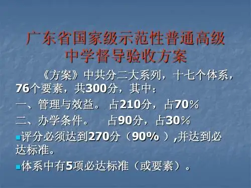 广东省国家级示范性普通高级中学督导验收方案