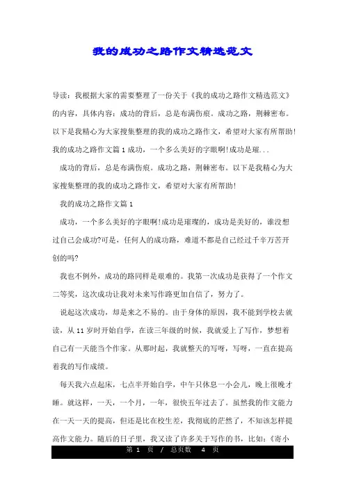 我的成功之路作文精选范文