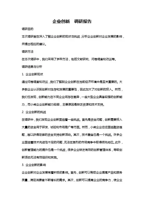 企业创新  调研报告