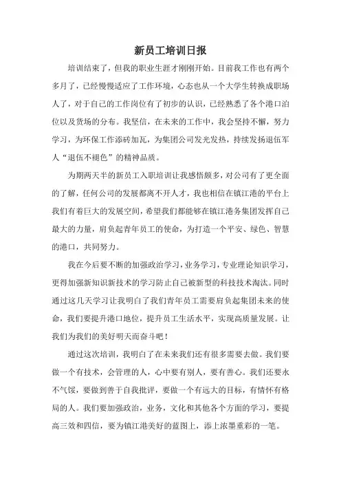 新员工培训日报