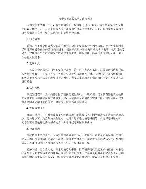 宿舍火灾疏散逃生方法有哪些