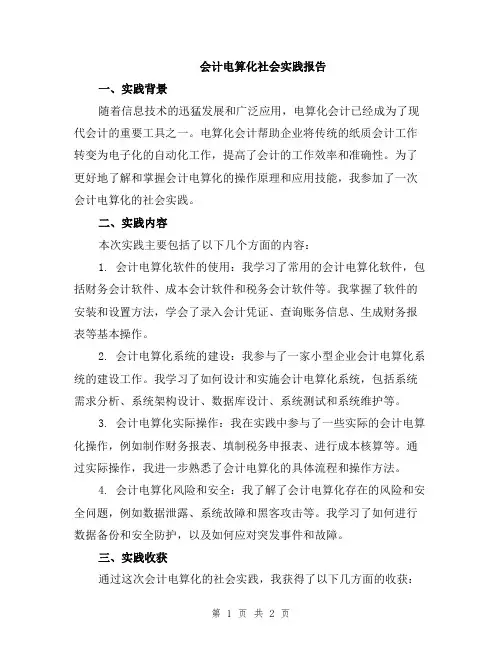 会计电算化社会实践报告