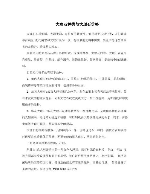 大理石种类与大理石价格