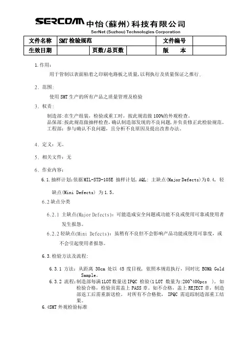 SMT检验规范