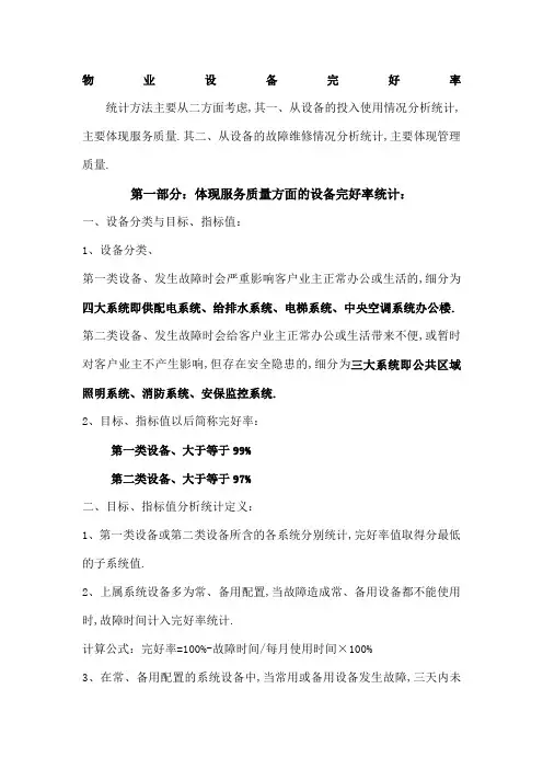 物业设备完好率统计