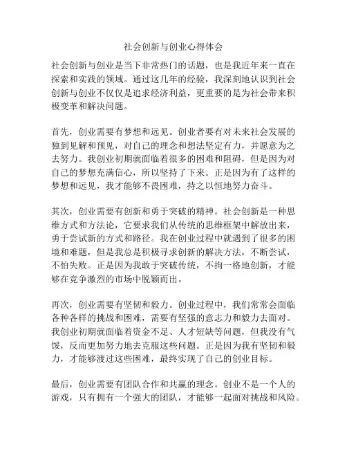 社会创新与创业心得体会