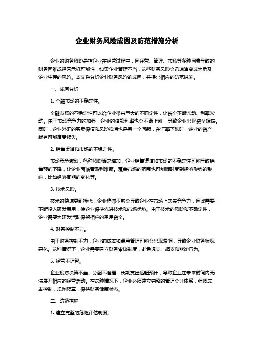企业财务风险成因及防范措施分析