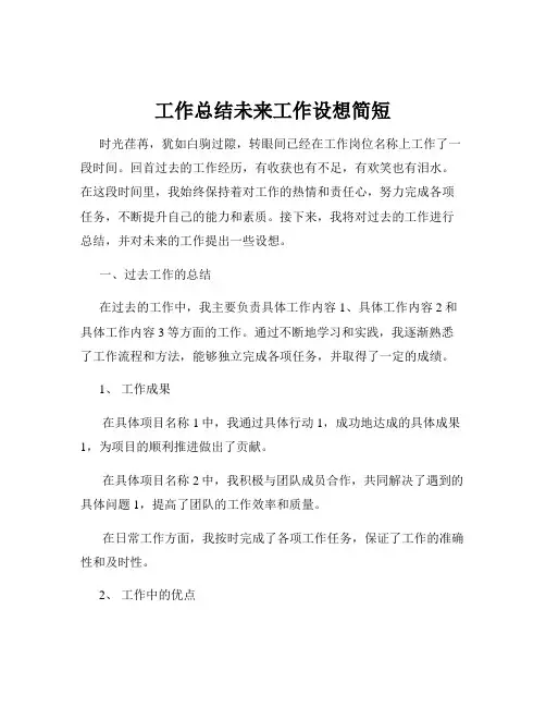 工作总结未来工作设想简短