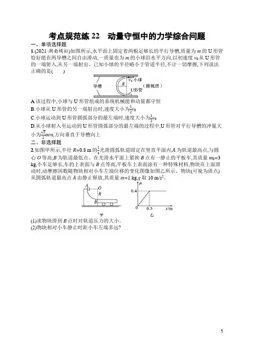 高中物理新高考考点复习22 动量守恒中的力学综合问题