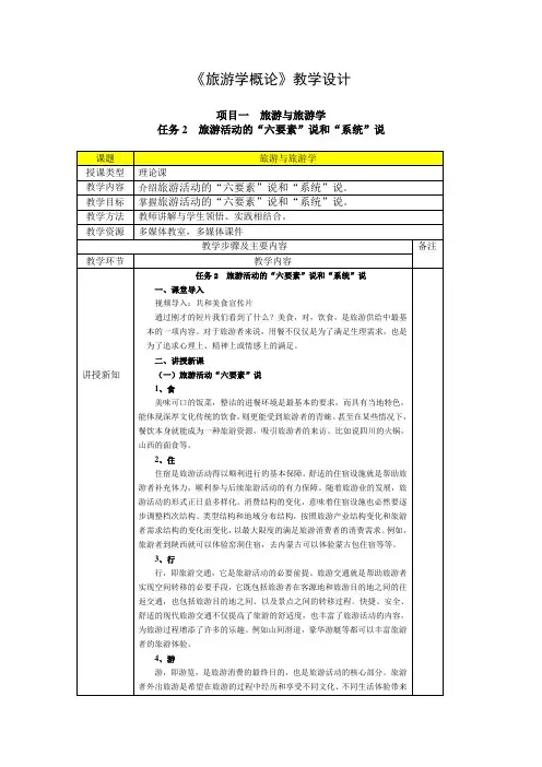旅游活动的“六要素”说和“系统”说