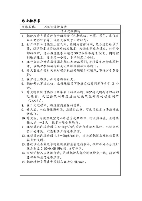 煤炉点炉作业指导书