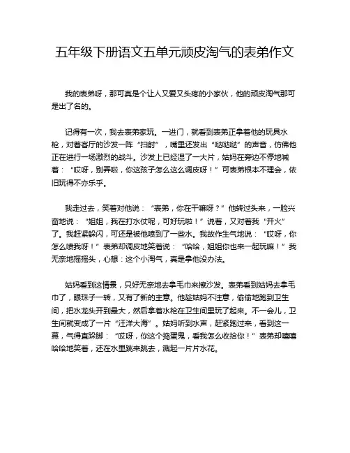 五年级下册语文五单元顽皮淘气的表弟作文
