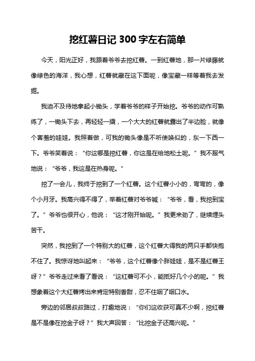 挖红薯日记300字左右简单