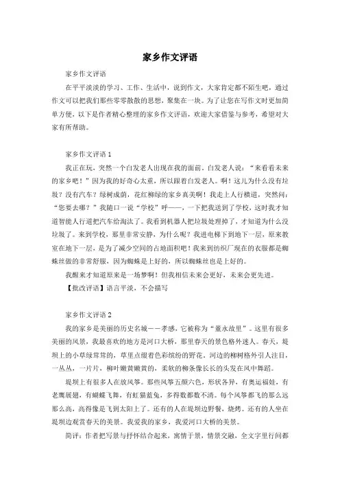家乡作文评语
