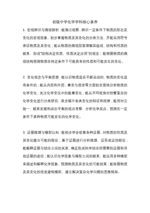 初级中学化学学科核心素养