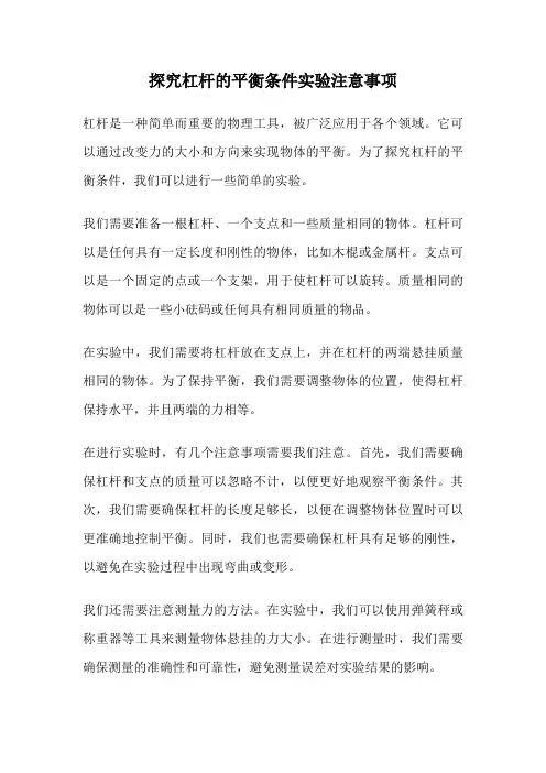 探究杠杆的平衡条件实验注意事项