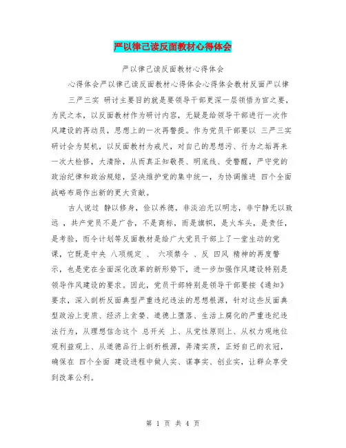 严以律己读反面教材心得体会
