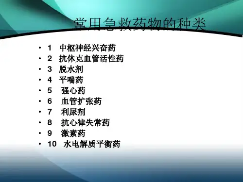 最新心内科常用急救药的临床应用PPT课件