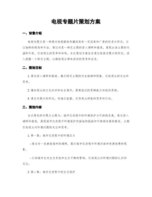 电视专题片策划方案