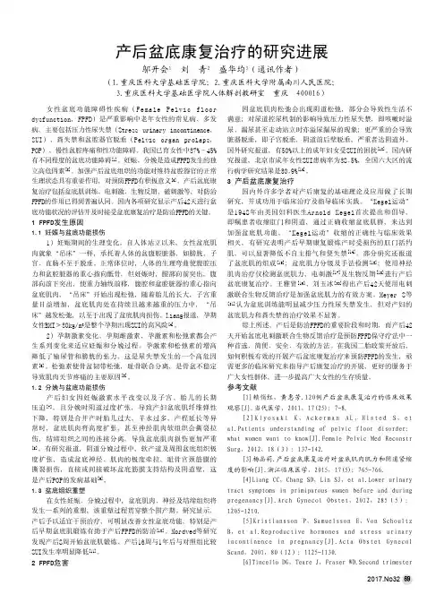 产后盆底康复治疗的研究进展