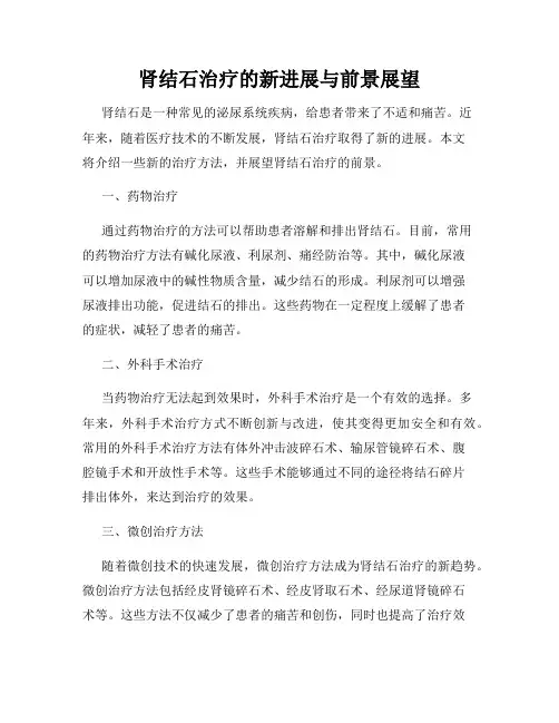 肾结石治疗的新进展与前景展望