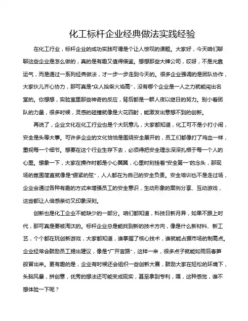 化工标杆企业经典做法实践经验