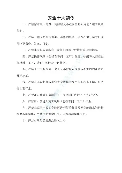 安全 十大禁令