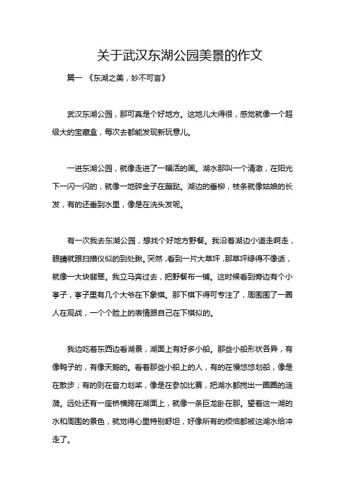 关于武汉东湖公园美景的作文