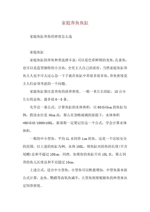 家庭养鱼鱼缸