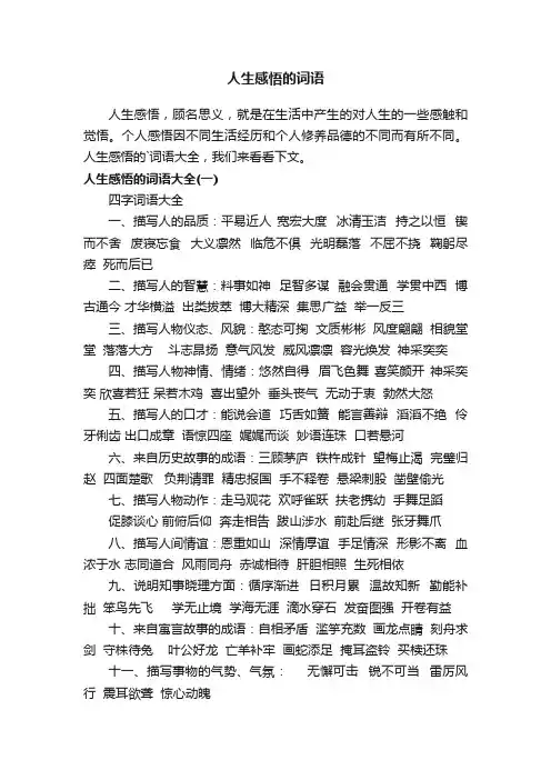 人生感悟的词语大全
