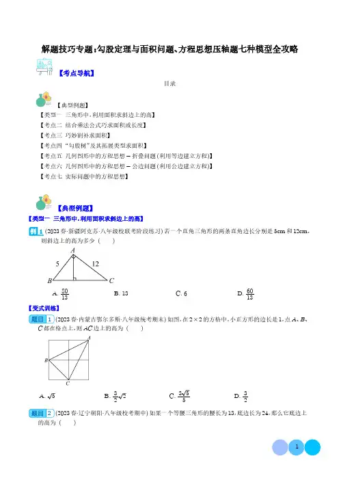 解题技巧专题：勾股定理与面积问题、方程思想压轴题七种模型全攻略(学生版)