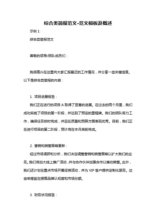 综合类简报范文-概述说明以及解释