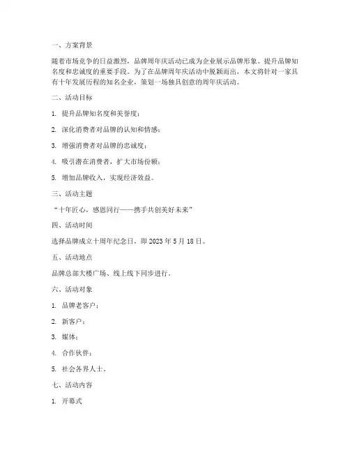 品牌周年庆创意方案策划