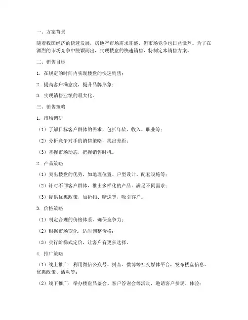 房产楼盘快速销售方案