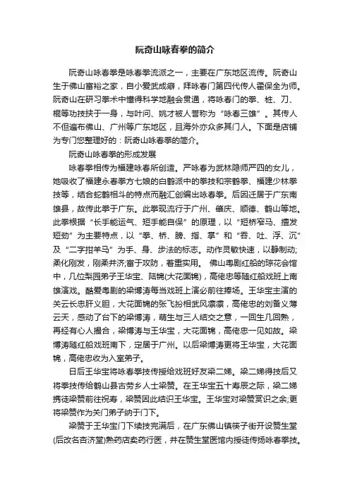 阮奇山咏春拳的简介