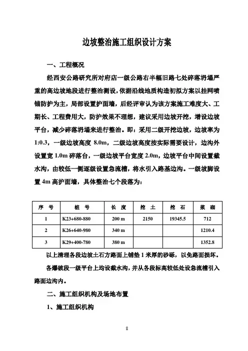 边坡整治施工组织设计方案