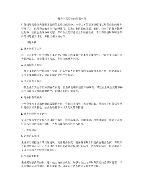 财务制度存在的问题对策