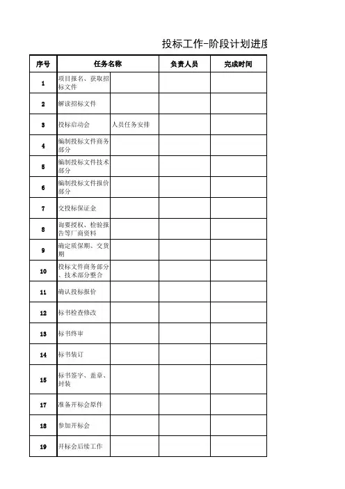 投标工作-阶段计划表