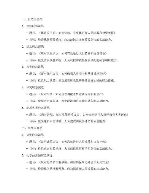 各项应急预案演练题目