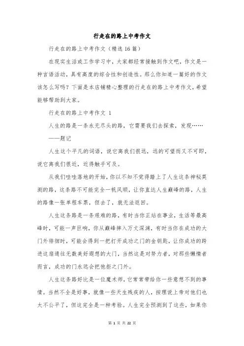 行走在的路上中考作文