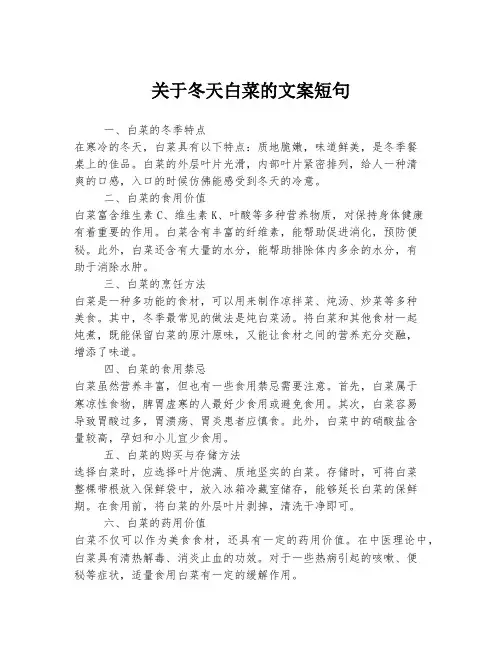 关于冬天白菜的文案短句