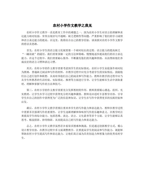 农村小学作文教学之我见