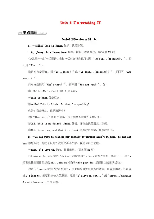 浙江省绍兴市柯桥区杨汛桥镇七年级英语下册 Unit 6 Im watching TV Period