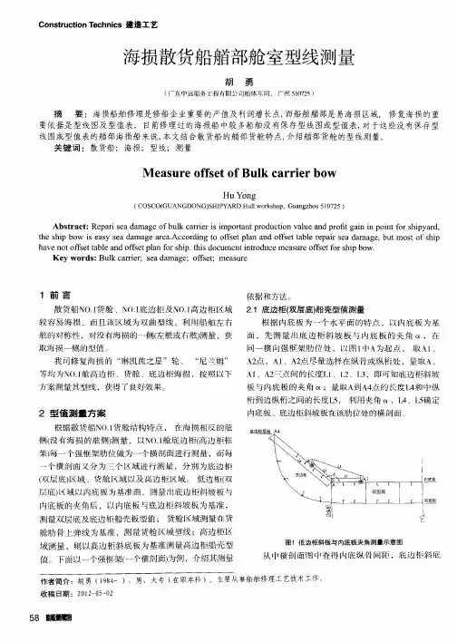 海损散货船艏部舱室型线测量