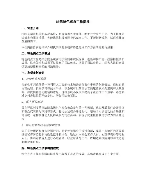 法院特色亮点工作简报