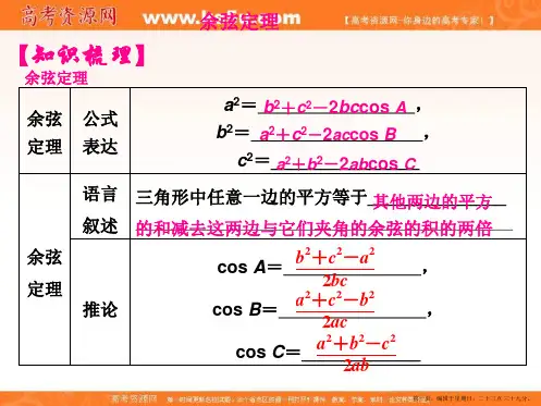 高中数学必修5优质课件：余弦定理